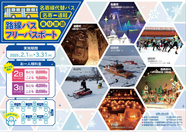 名寄線代替バスフリーパスポートチラシ表